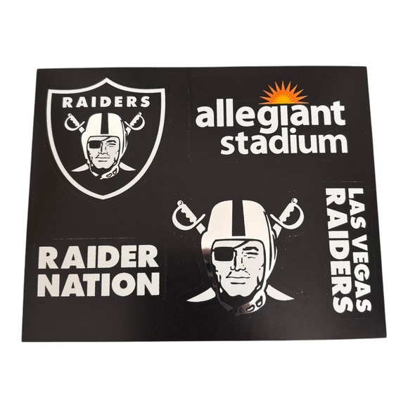 *New* NFL Las Vegas Raiders Allegiant stadium 5 Sticker Set - Black and White - Picture 1 of 4